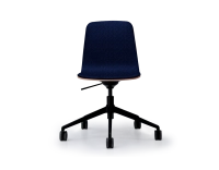Chaise de bureau design pied métal noir à roulette assise tissu bleu profond Chaise de bureau design pied métal noir à roulette assise tissu bleu profond