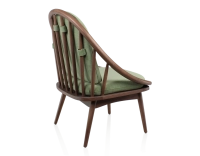 Fauteuil scandinave bois teinte noyer et tissu vert Fauteuil scandinave bois teinte noyer et tissu vert