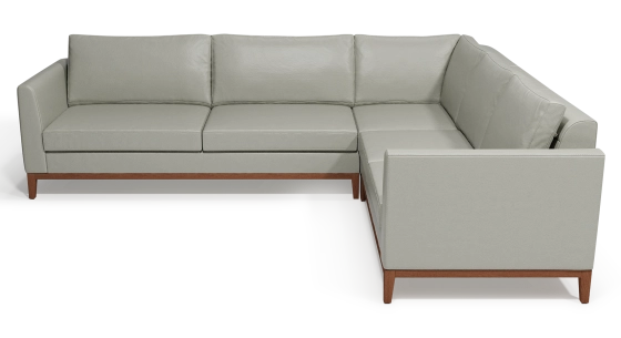 Canapé d'angle 5 places cuir gris perle (2g - a - 2d)