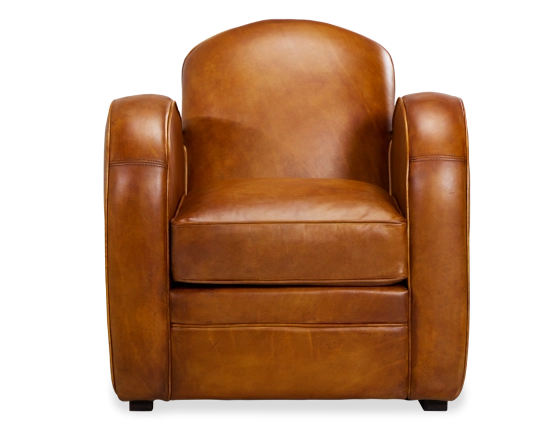 Fauteuil club cuir cognac