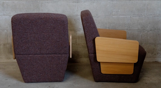 Lot de 2 fauteuils design avec accoudoirs tissu Pierre Frey chêne naturel assise tissu Pierre Frey