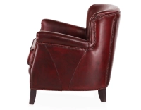 Fauteuil club cuir rouge carmin accoudoirs cloutés Fauteuil club cuir rouge carmin accoudoirs cloutés
