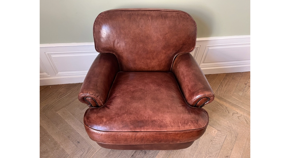 Fauteuil club cuir marron vintage Fauteuil club cuir marron vintage