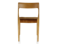 Chaise scandinave bois teinte merisier assise tissu velours bronze Chaise scandinave bois teinte merisier assise tissu velours bronze