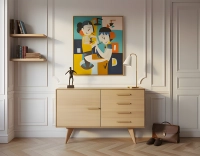 Buffet 2 portes en chêne bois teinte naturelle