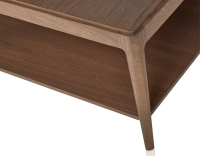 Table basse carrée en chêne avec tablette teinte noyer 100x100 cm Table basse carrée en chêne avec tablette teinte noyer 100x100 cm