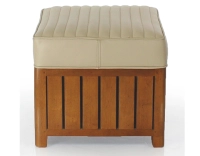 Pouf carré bois et cuir beige Pouf carré bois et cuir beige