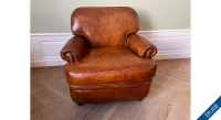 Fauteuil club cuir marron vintage Fauteuil club cuir marron vintage