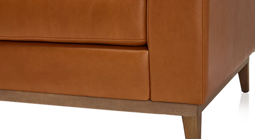 Canapé design 3 places cuir châtain
