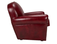 Fauteuil club cuir rouge carmin accoudoirs passepoil