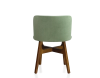 Designer chair cherry-stained wood green fabric seat Designer chair cherry-stained wood green fabric seat
