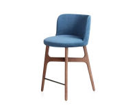 Bar stool h60 cm walnut-stained wood, denim-blue fabric seat Bar stool h60 cm walnut-stained wood, denim-blue fabric seat