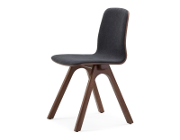 Chaise design en chêne tapissé bois teinte marron foncé assise tissu gris anthracite Chaise design en chêne tapissé bois teinte marron foncé assise tissu gris anthracite