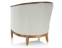 Antique armchair with moulded armrests wood stained antique and natural beige fabric Antique armchair with moulded armrests wood stained antique and natural beige fabric