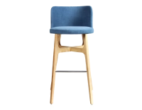 Bar stool h80 cm natural stained wood, blue jeans fabric seat Bar stool h80 cm natural stained wood, blue jeans fabric seat