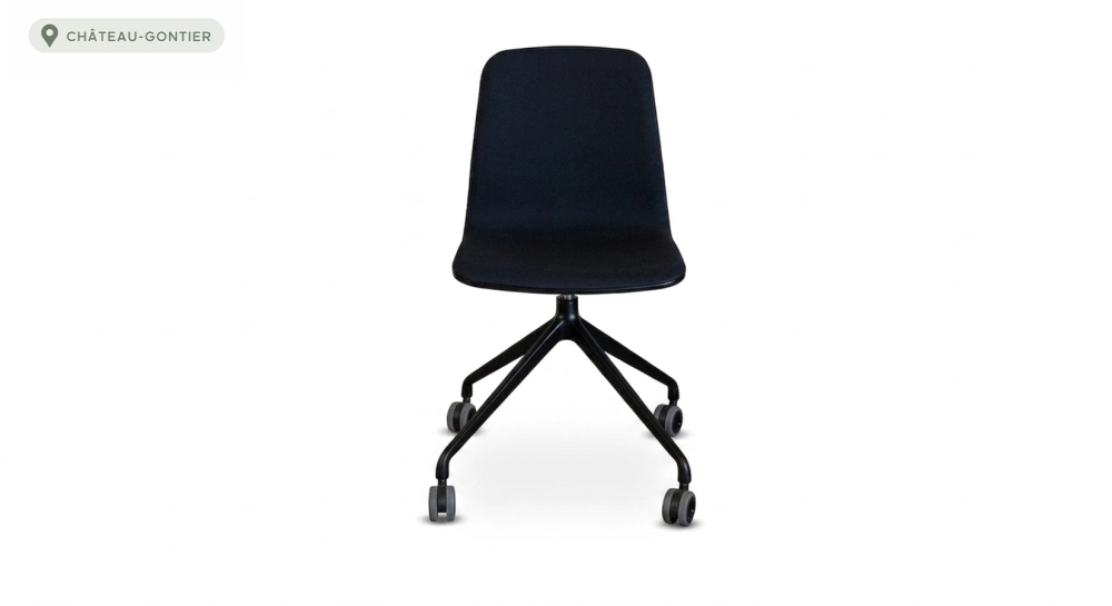 Office chair with 5 branches dossier bois teinte anthracite assise en laine bouillie anthracite