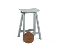 Oak bar stool H60 cm walnut stained wood Oak bar stool H60 cm walnut stained wood