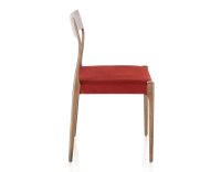 Scandinavian chair walnut-stained wood burgundy fabric seat Scandinavian chair walnut-stained wood burgundy fabric seat