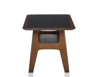 Table basse rectangulaire en chêne et céramique avec bois teinte marron foncé plateau céramique noir unie 100x50 cm Table basse rectangulaire en chêne et céramique avec bois teinte marron foncé plateau céramique noir unie 100x50 cm