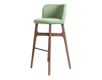 Tabouret de bar h80 cm bois teinte noyer assise tissu vert Tabouret de bar h80 cm bois teinte noyer assise tissu vert