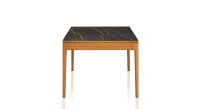 8 person oak and ceramic dining table with cherry-stained wood and black marble-effect ceramic top 180x100 cm 8 person oak and ceramic dining table with cherry-stained wood and black marble-effect ceramic top 180x100 cm