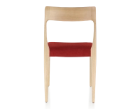 Chaise scandinave bois teinte naturelle assise tissu bordeaux Chaise scandinave bois teinte naturelle assise tissu bordeaux