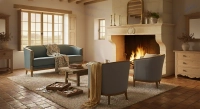 Canapé ancien 3 places accoudoirs moulurés bois teinte ancienne et tissu bleu océan Canapé ancien 3 places accoudoirs moulurés bois teinte ancienne et tissu bleu océan