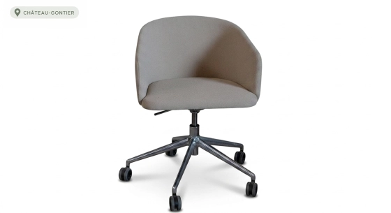 Chaise de bureau à roulette assise tissu beige texturé