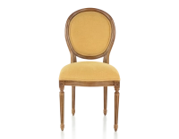 Chaise ancienne style Louis XVI bois teinte ancienne et tissu jaune Chaise ancienne style Louis XVI bois teinte ancienne et tissu jaune