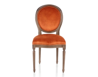 Chaise ancienne style Louis XVI bois teinte marron foncé et tissu velours terracotta Chaise ancienne style Louis XVI bois teinte marron foncé et tissu velours terracotta