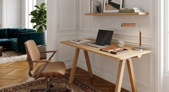 Bureau design en chêne teinte naturelle L140 cm
