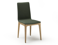 Chaise design bois teinte naturelle assise tissu vert forêt Chaise design bois teinte naturelle assise tissu vert forêt
