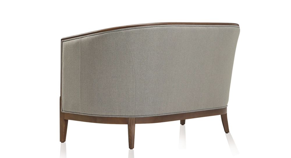 Antique 2 seater sofa walnut-stained wood and light grey fabric Antique 2 seater sofa walnut-stained wood and light grey fabric