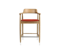 Tabouret de bar h60 cm bois teinte naturelle assise tissu orange brûlé Tabouret de bar h60 cm bois teinte naturelle assise tissu orange brûlé