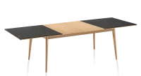 Table extensible 8 à 12 personnes en chêne et céramique allonges bois avec bois teinte naturelle et plateau céramique effet ardoise 180x100 cm Table extensible 8 à 12 personnes en chêne et céramique allonges bois avec bois teinte naturelle et plateau céramique effet ardoise 180x100 cm