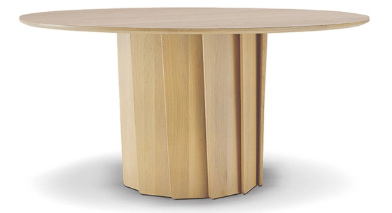 Round oak dining table for 6 people natural tint 120 cm