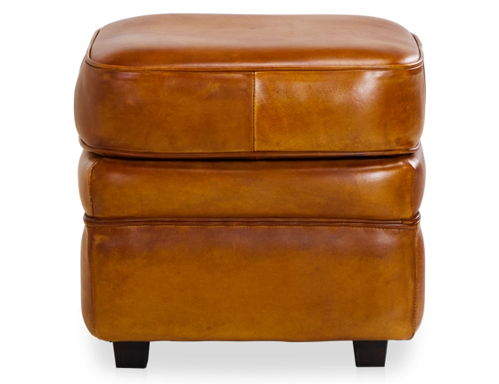 Leather pouffe cognac