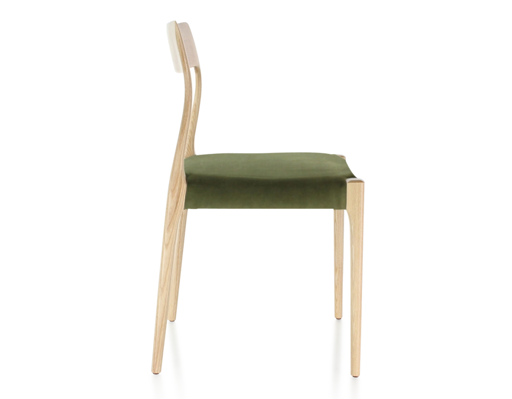 Scandinavian chair natural wood stain olive green fabric seat Scandinavian chair natural wood stain olive green fabric seat