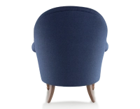 Fauteuil crapaud avec accoudoirs pieds bois teinte noyer et tissu bleu marine moyen dossier Fauteuil crapaud avec accoudoirs pieds bois teinte noyer et tissu bleu marine moyen dossier