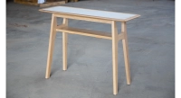 Fixed console without drawer in natural oak and white marble effect ceramic 100x40 cm Fixed console without drawer in natural oak and white marble effect ceramic 100x40 cm