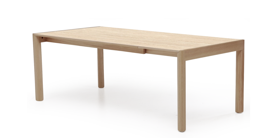 Extending table for 8 to 12 people in oak and ceramic with ceramic extensions natural wood finish and ceramic travertine stone effect 160x100 cm Extending table for 8 to 12 people in oak and ceramic with ceramic extensions natural wood finish and ceramic travertine stone effect 160x100 cm