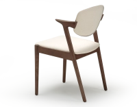 Scandinavian chair walnut-stained wood with off-white fabric seat. Scandinavian chair walnut-stained wood with off-white fabric seat.
