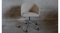 Chaise de bureau à roulette assise tissu beige texturé