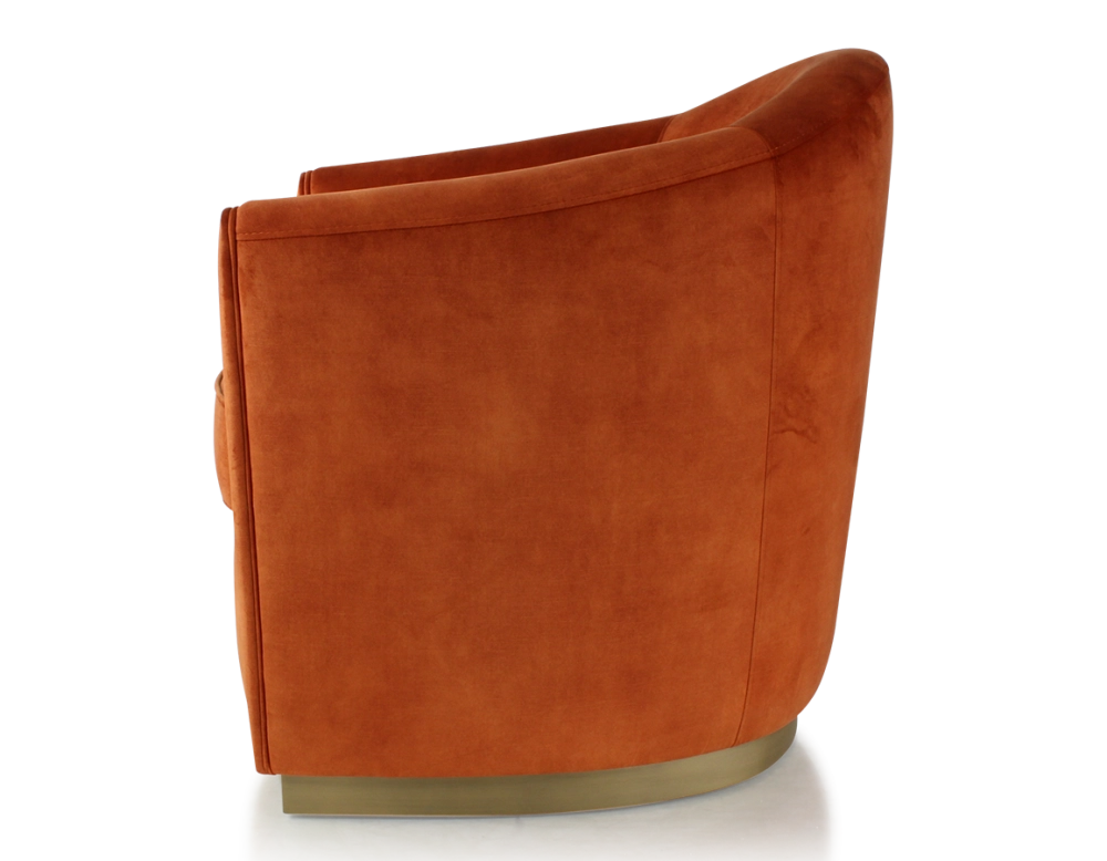 Fauteuil club tissu tissu velours terracotta socle bois effet laiton Fauteuil club tissu tissu velours terracotta socle bois effet laiton