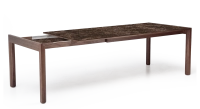 Extending table for 8 to 12 people in walnut and ceramic with ceramic extensions natural wood finish and brown marble-effect ceramic 160x100 cm Extending table for 8 to 12 people in walnut and ceramic with ceramic extensions natural wood finish and brown marble-effect ceramic 160x100 cm