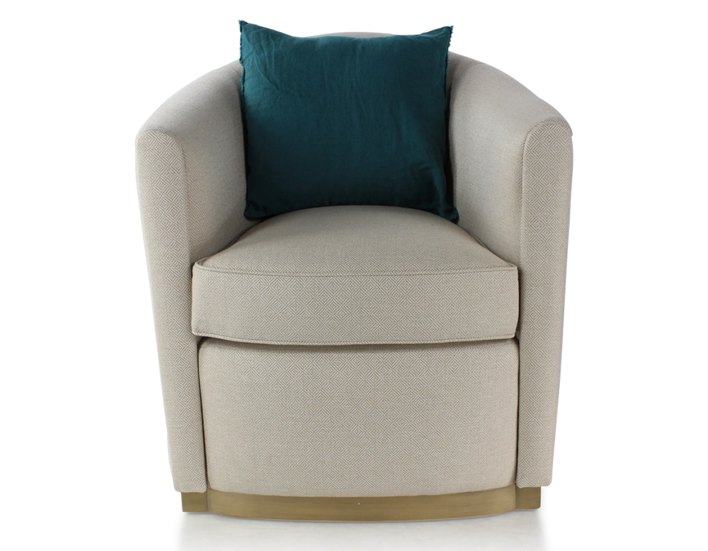 Club armchair fabric beige chevron fabric, brass-effect wooden base Club armchair fabric beige chevron fabric, brass-effect wooden base