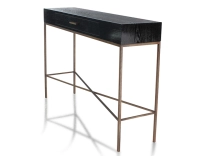 Console design frêne laqué noir et métal patine laiton 100 cm Console design frêne laqué noir et métal patine laiton 100 cm