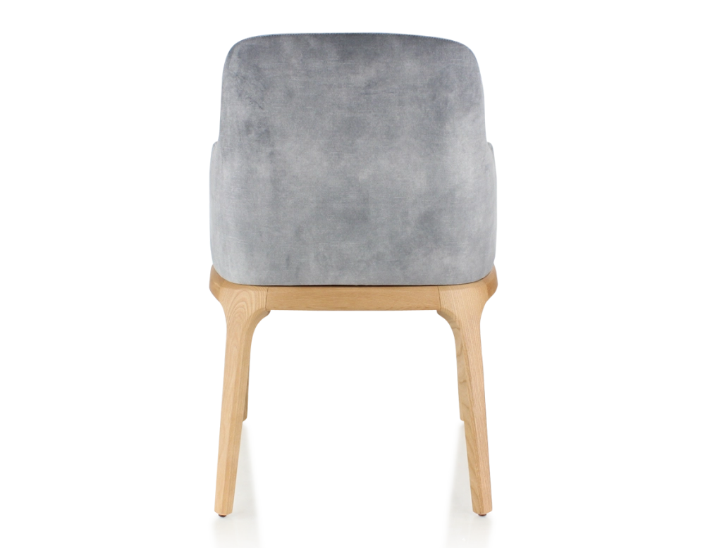 Chaise design avec accoudoirs bois teinte naturelle et tissu velours gris Chaise design avec accoudoirs bois teinte naturelle et tissu velours gris
