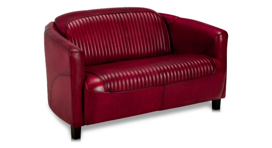 Canapé club cuir 2 places rouge carmin