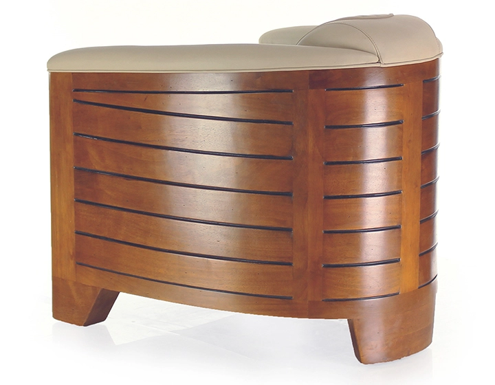 Fauteuil club bois et cuir beige Fauteuil club bois et cuir beige